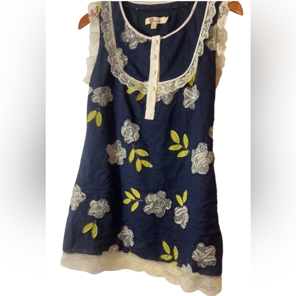 Axyel Mini Lace Floral‎ Blue Shift Dress Size medium